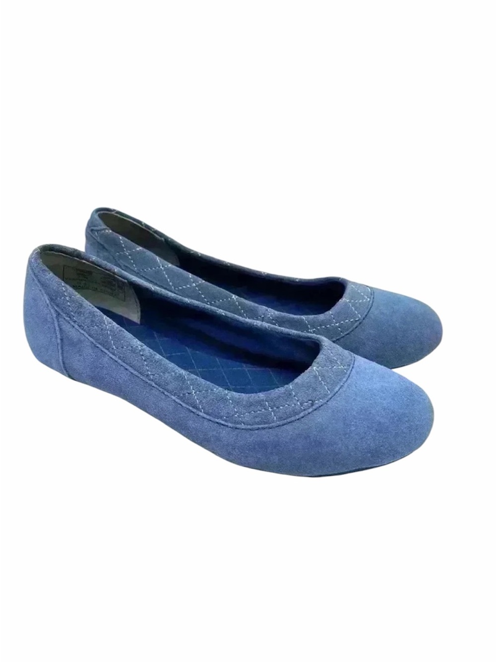Lands End Dory Blue/Gray Suede Rounded Toe Comfort Walking Ballet Flats Size 7